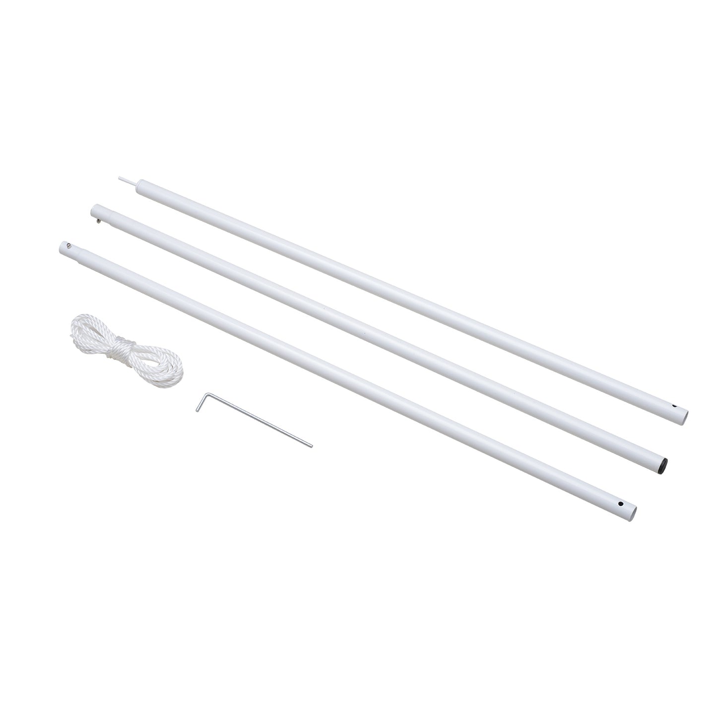 Outsunny 3(m) Awning Sail Shade Canopy Pole Kit Adjustable Pole With Rope Metal - White