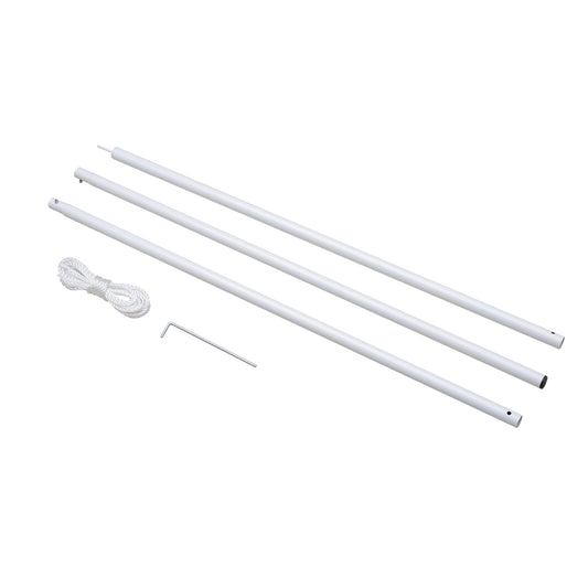 Outsunny 3(m) Awning Sail Shade Canopy Pole Kit Adjustable Pole With Rope Metal - White