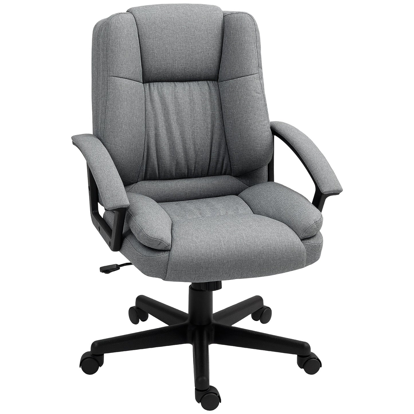 HOMCOM Linen-Look Padded Office Chair - Grey