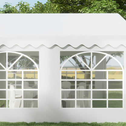 Outsunny 4m x 4m Garden Gazebo Carport Shelter w/ Removable Sidewalls & Doors Party Tent Shelter Car Canopy, White