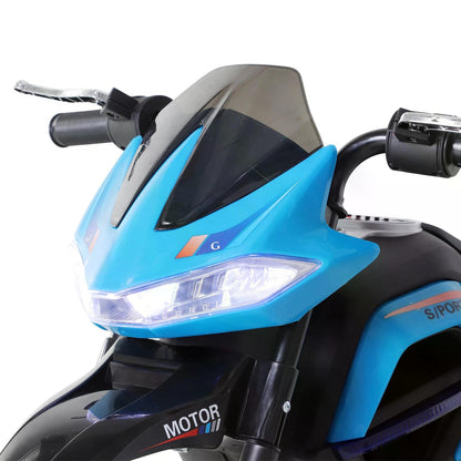 HOMCOM Kids Electric Motorbike 6V Ride On Battery Powered Motorcycle w/ Lights Music Forward Brake for 3-8 Years Old Blue