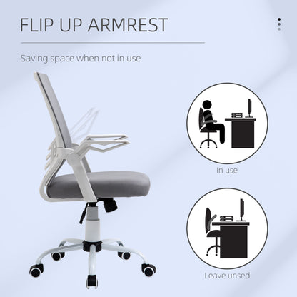 Vinsetto Office Chair, Ergonomic Desk Chair, Executive Computer Chair with 90√Ç¬∞ Flip-up Armrest and Lumbar Support, Adjustable Height for Home/Office, Grey