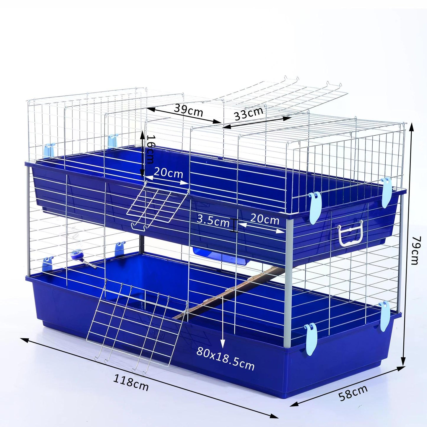 PawHut Small Animal Hutch, size (118 x79 x58cm)