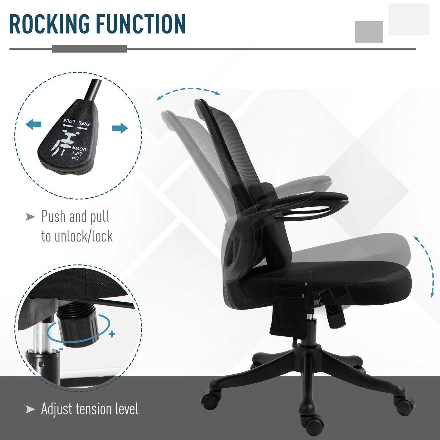 Vinsetto Office Chair 2-Point Massage Executive Ergonomic USB Power Mesh Design 360√Ç¬∞ Swivel with Lumbar Support, Black