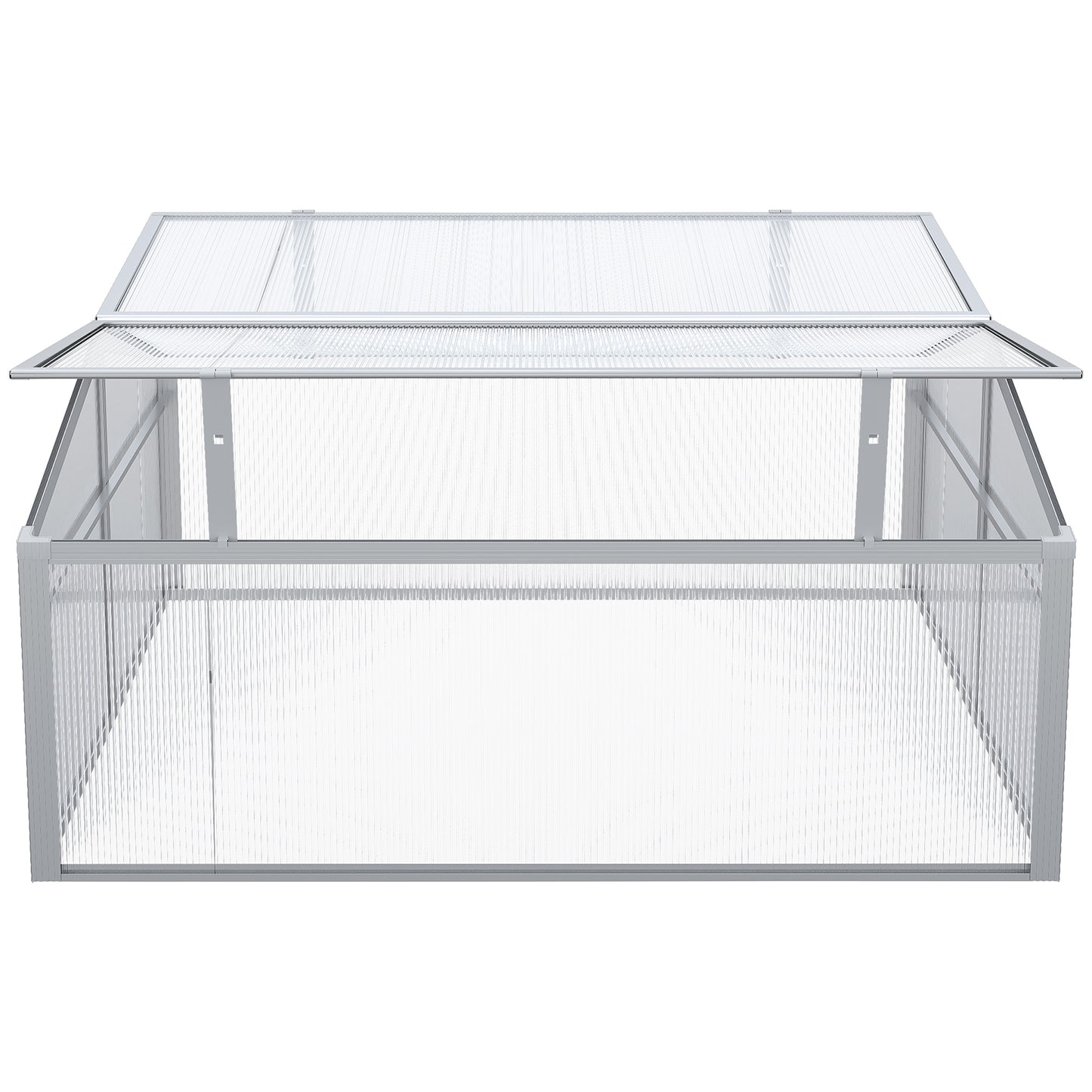 Outsunny Cold Frame, Outdoor Greenhouse, Polycarbonate Grow House Flower Vegetable Plants Raised Bed Garden Allotment Protector Aluminium Frame 100 x 100 x 48 cm