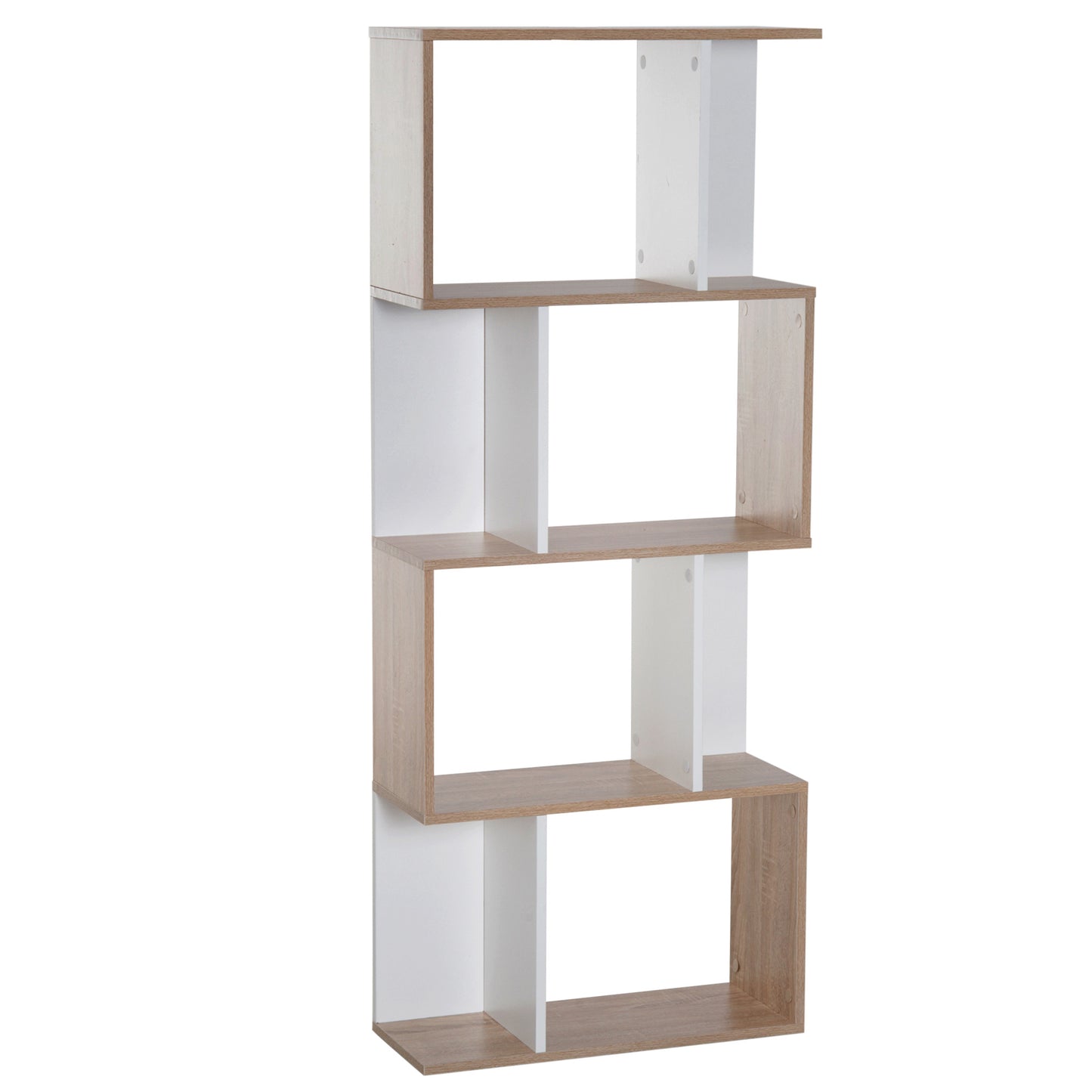 HOMCOM 4-tier Storage Display Shelving Bookcase Unit Divider S Shape design Divider Unit