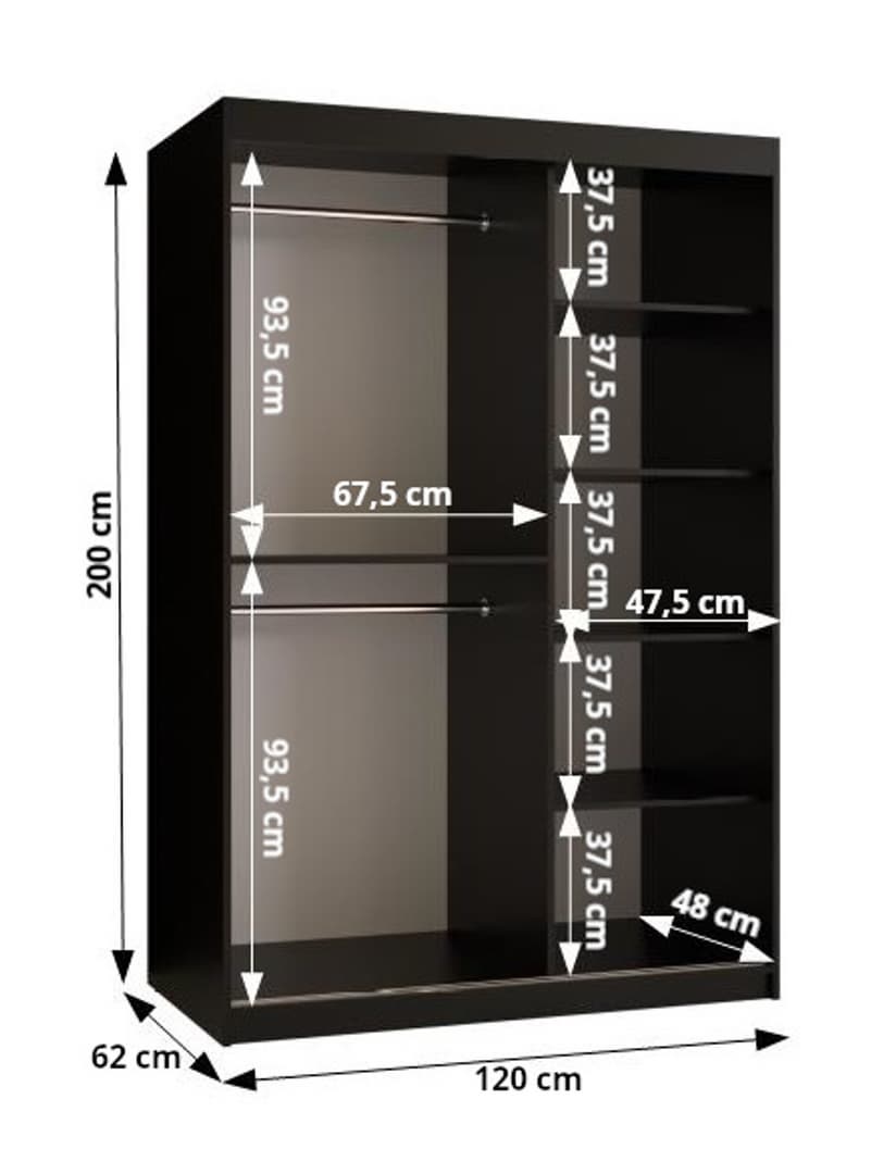 Parma II Sliding Door Wardrobe 120cm