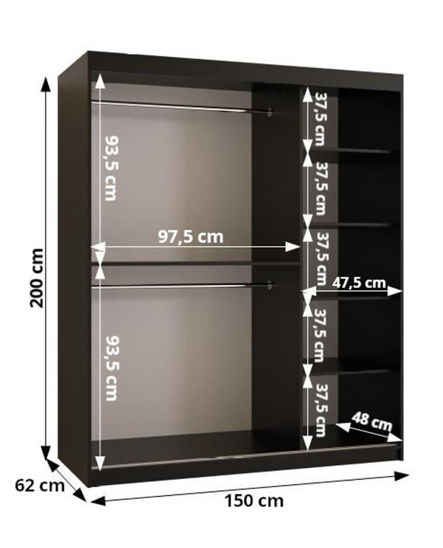 Flutes III Sliding Door Wardrobe 150cm