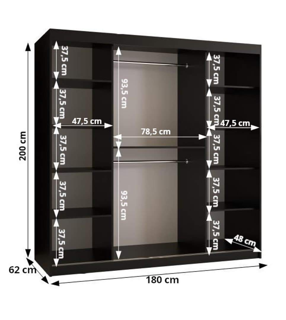 Rena III Sliding Door Wardrobe 180cm