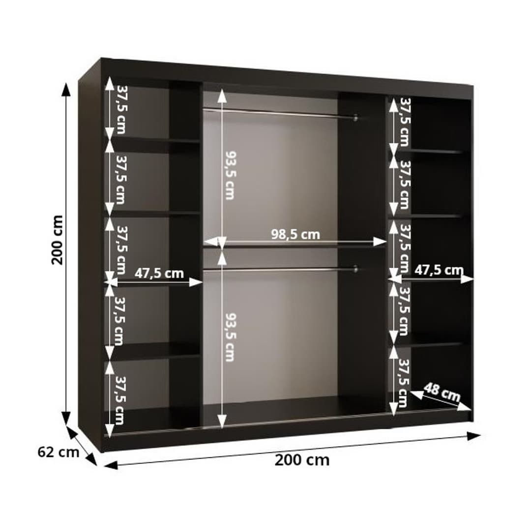 Flutes II Sliding Door Wardrobe 200cm