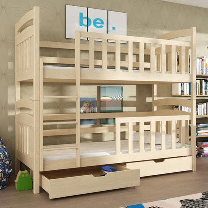 Wooden Bunk Bed Sebus with Storage