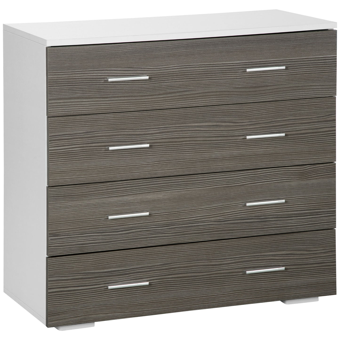 HOMCOM Chest of Drawers, 4 Drawer Dresser, Storage Organizer Unit for Bedroom, Living Room, Grey