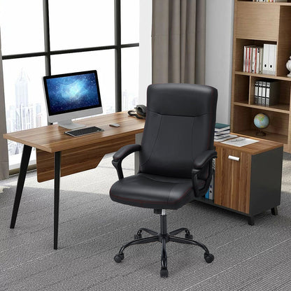 360° Swivel Task Chair with Ergonomic High Back and Built-in Armrests