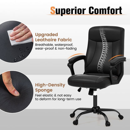 360° Swivel Task Chair with Ergonomic High Back and Built-in Armrests