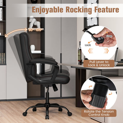 360° Swivel Task Chair with Ergonomic High Back and Built-in Armrests