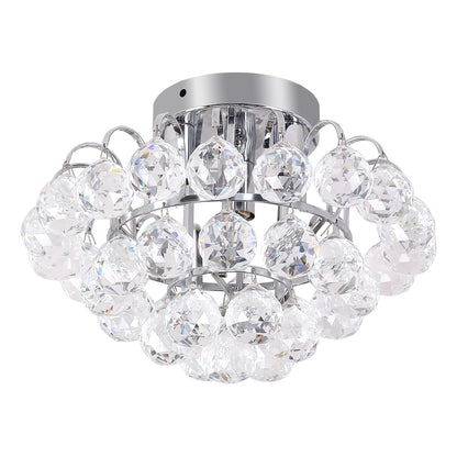 HOMCOM Crystal Ceiling Lamp Chandelier Hallway Flush Mount Pendant 3 Light √ê¬§30cm Silver