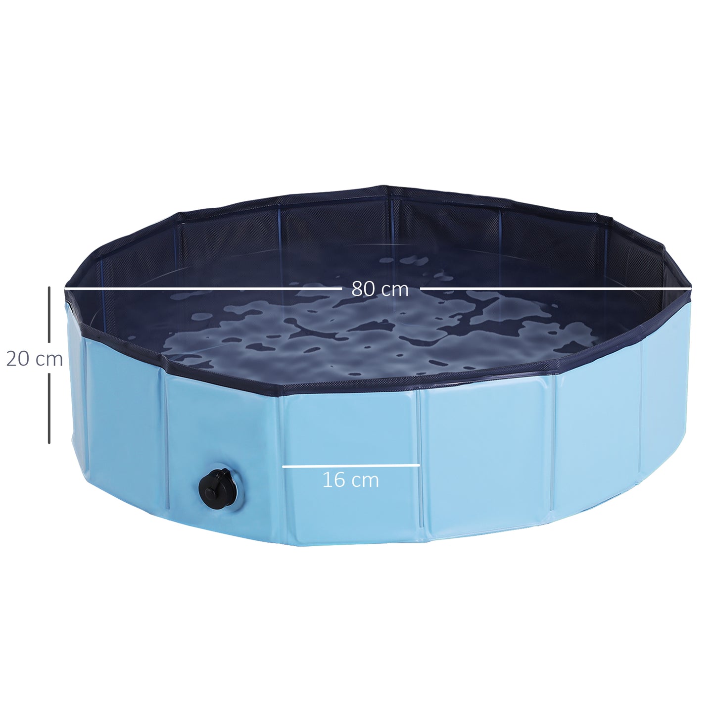 PawHut Foldable Dog Paddling Pool Pet Cat Swimming Pool Indoor/Outdoor Collapsible Summer Bathing Tub Shower Tub Puppy Washer (√é¬¶80 √É‚Äî 20H cm, Blue)