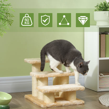 PawHut Pet Stairs 3-step Pet Ladder Cat dog Stairs Climb Ladder Cat Tree