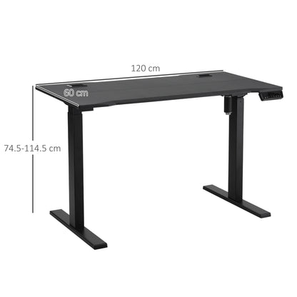 Vinsetto Electric Height Adjustable Standing Desk, 120√Ç cm x 60√Ç cm Memory Preset Stand Up Workstation for Home, Office, Black