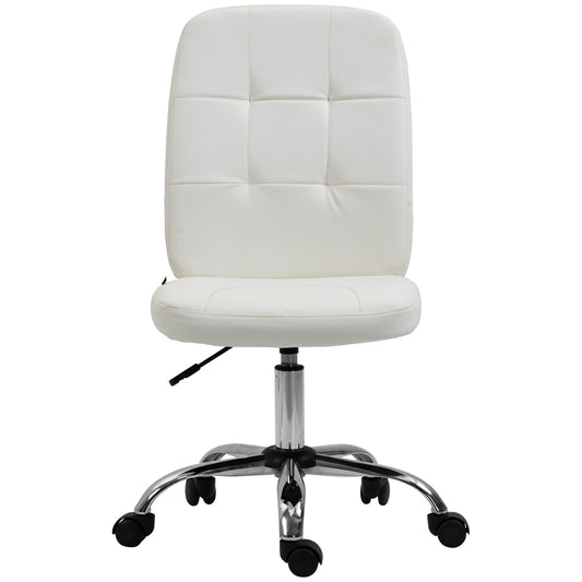 Vinsetto Armless Faux Leather Office Chair - White