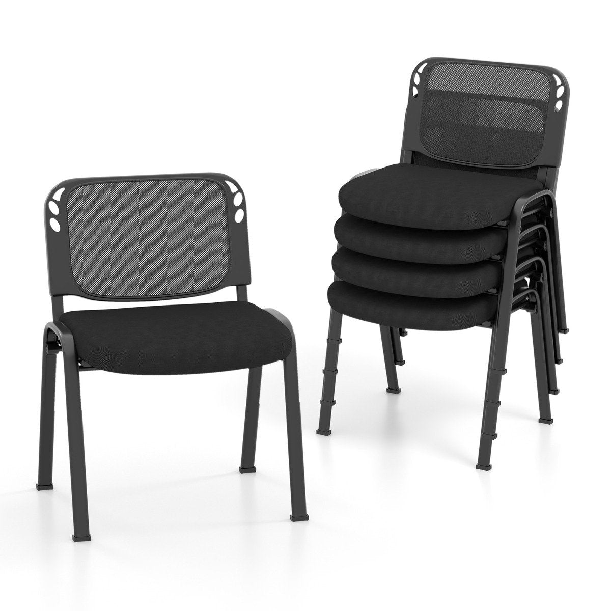 5 Piece Modern Stackable Upholstered Armless Conference Reception Chair