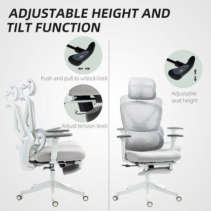 HOMCOM Ergonomic and Adjustable Office Chair - Grey