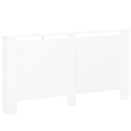 HOMCOM Wooden Radiator Cover Heating Cabinet Modern Home Furniture Grill Style White Painted (Large)