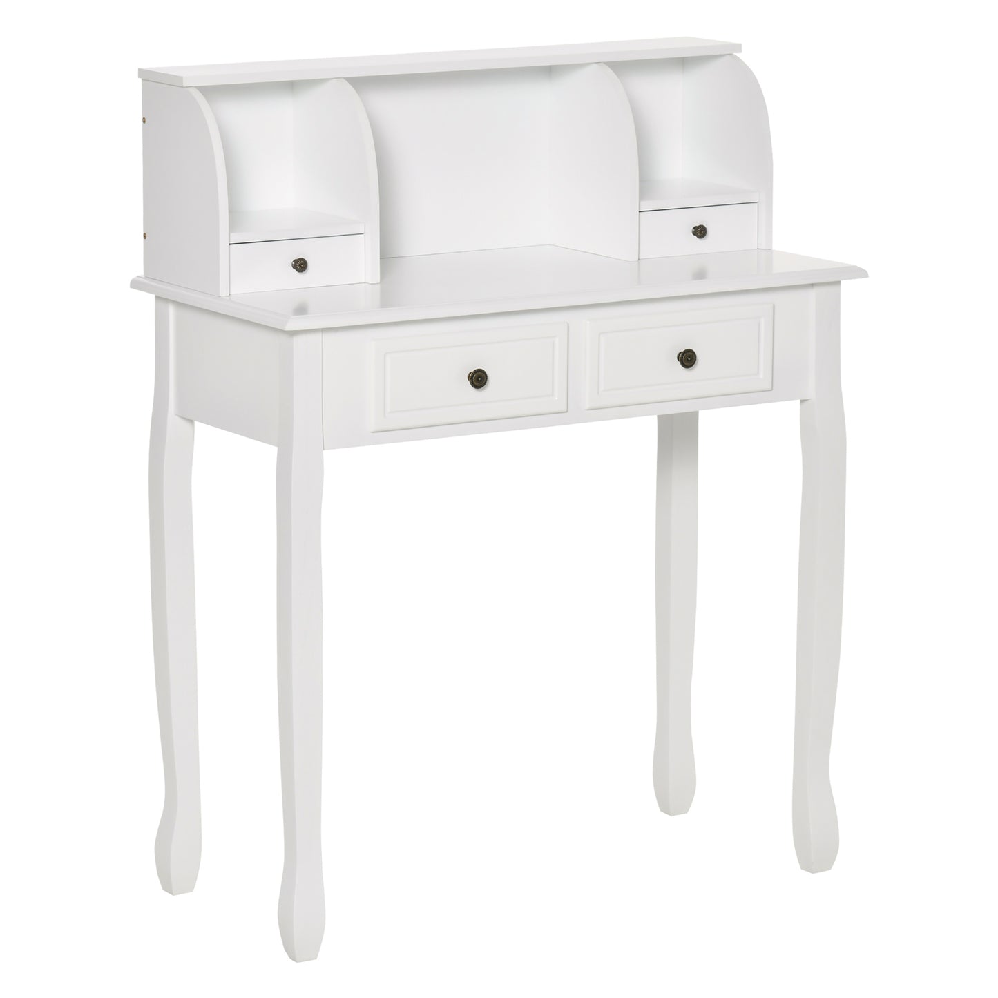 HOMCOM Dressing Table Vanity Make-Up 4 Drawers Dividers Console Desk Bedroom Furniture Nightstand Cosmetic Storage White