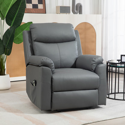 HOMCOM Faux Leather 70√Ç¬∞ Electric Riser Recliner Chair, Charcoal Grey