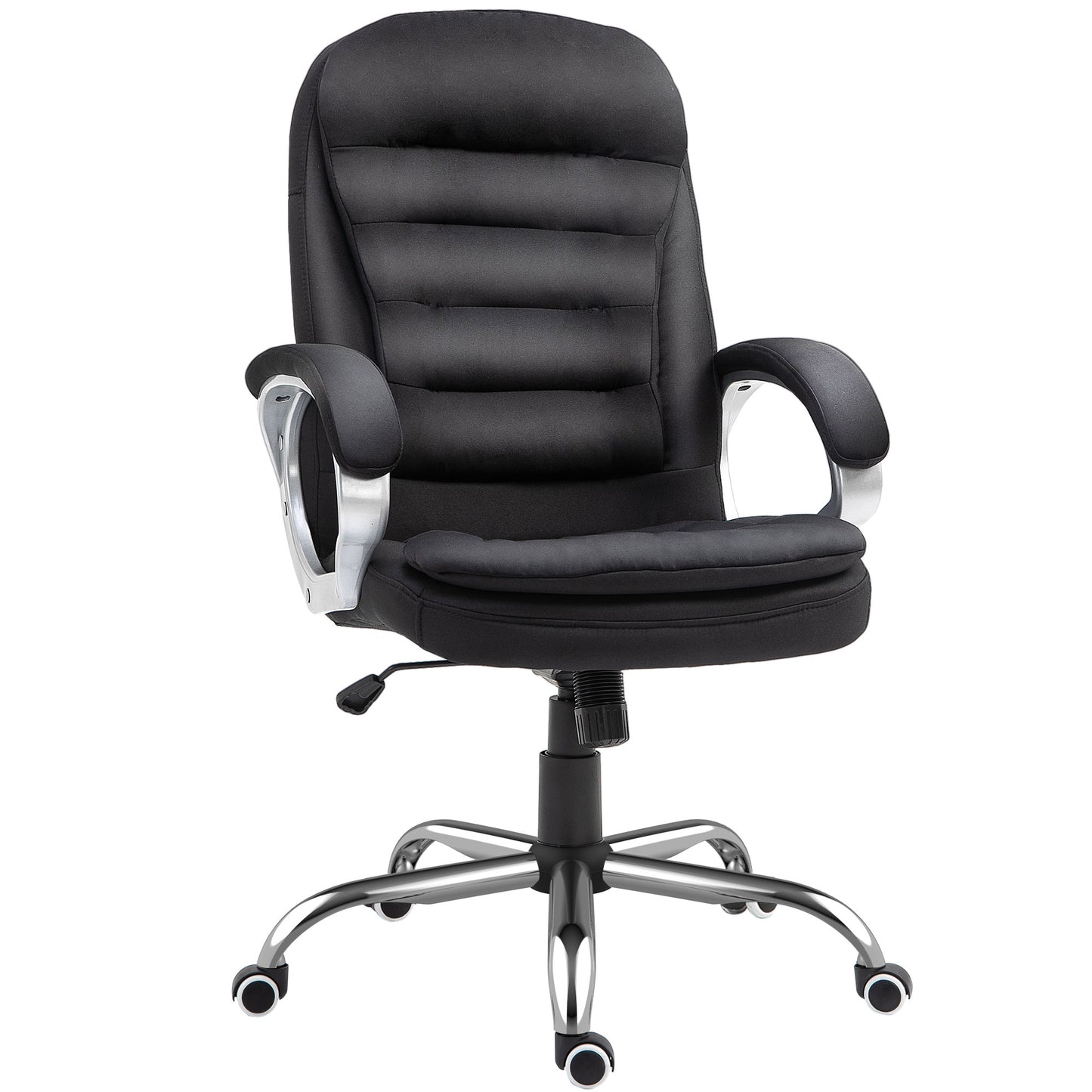 Vinsetto Ergonomic Office Chair Task Chair for Home with Arm, Swivel Wheels, Linen Fabric, Black