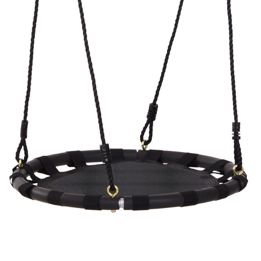 HOMCOM 23.5 Inch/ 60 cm Kids Nest Swing Seat Round Hanging Tree Metal Frame Backyard Playground Outdoor Garden Backyard Play Toy Black