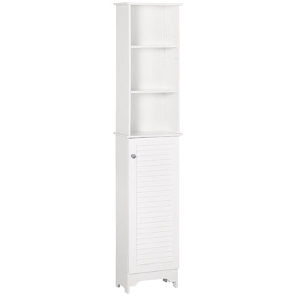 HOMCOM Tall Bathroom Cabinet Storage Cupboard Floor Standing Home Bathroom Furniture w/ 6 Shelves 165H x 34W x 20D cm White