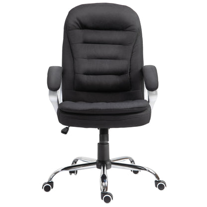 Vinsetto Ergonomic Office Chair Task Chair for Home with Arm, Swivel Wheels, Linen Fabric, Black