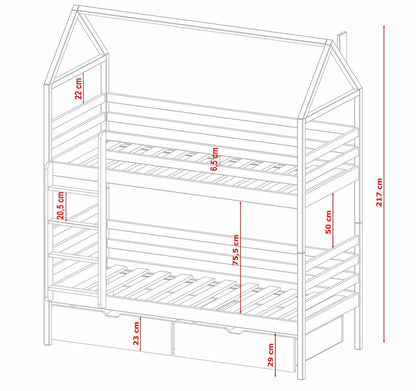 Wooden Bunk Bed Alex With Storage