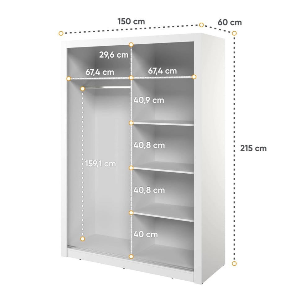 Arti 18 - 2 Sliding Door Wardrobe 150cm