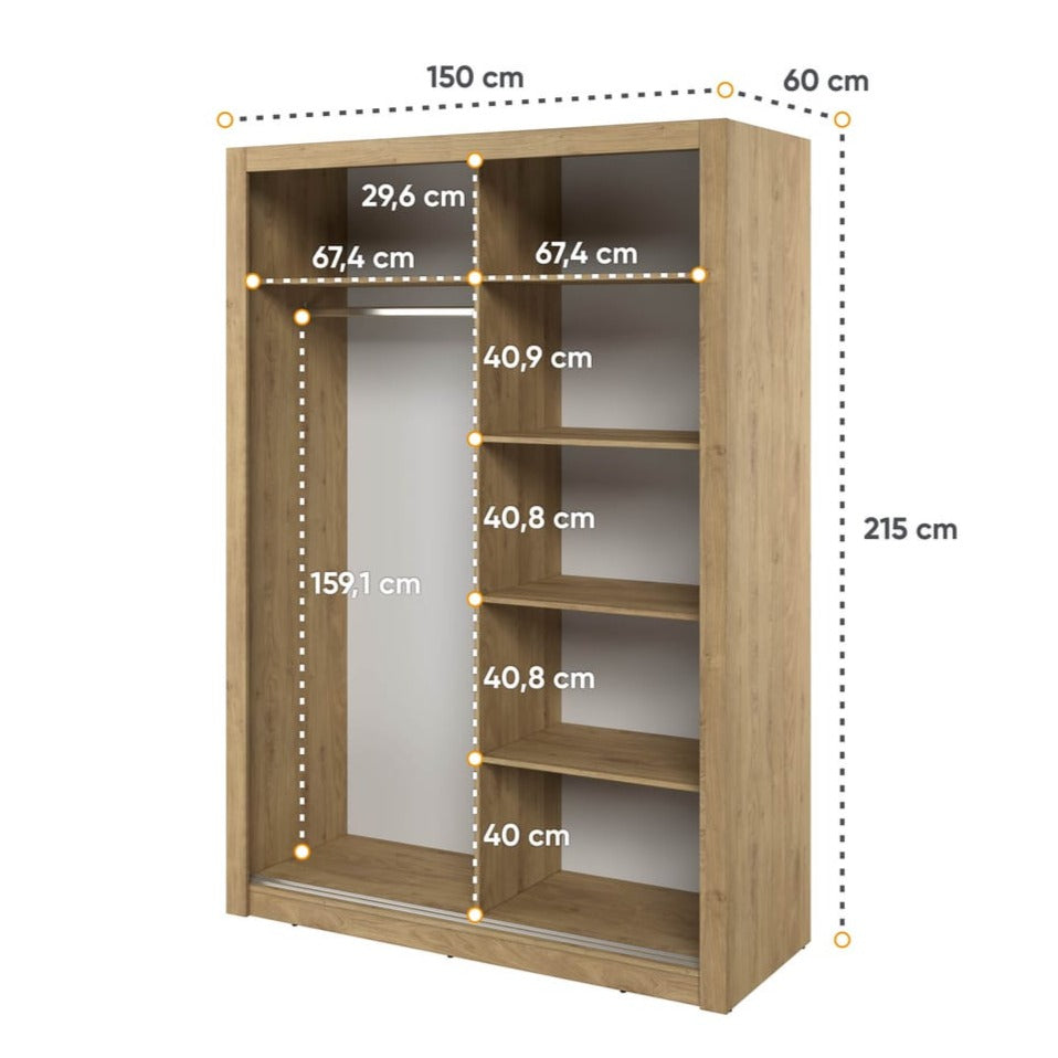 Arti 18 - 2 Sliding Door Wardrobe 150cm