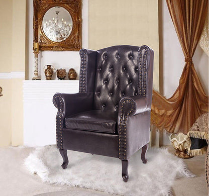 HOMCOM PU Leather Vintage Style High Back Chair Sofa Armchair -Brown