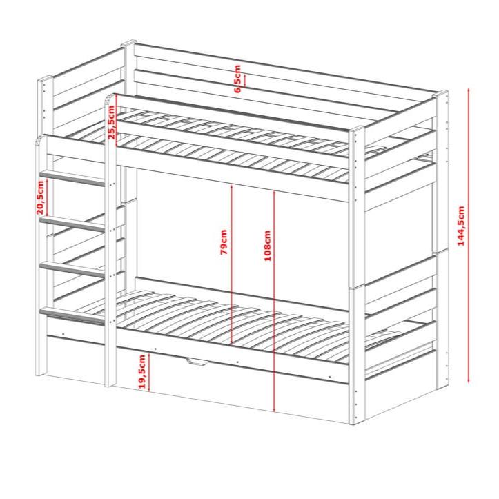 Wooden Bunk Bed Aya With Storage