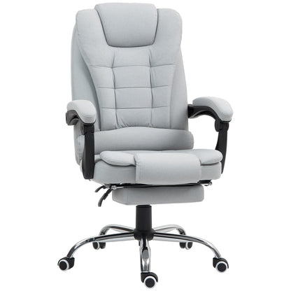 HOMCOM Linen-Look Adjustable Office Chair - Light Grey