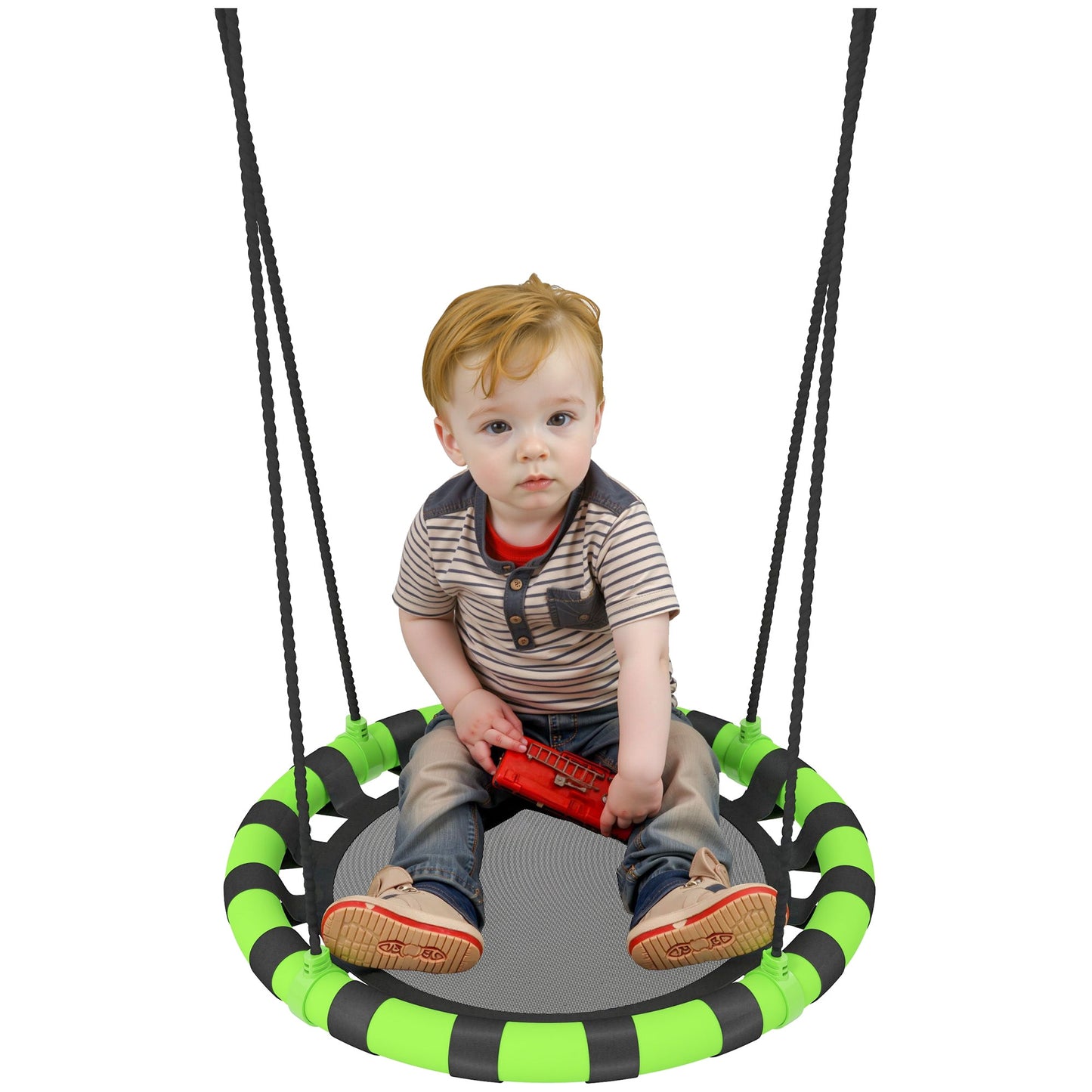 AIYAPLAY 60 cm Diameter Kid Nest Swing Seat with Height Adjustable Ropes for Outdoor Indoor, Black