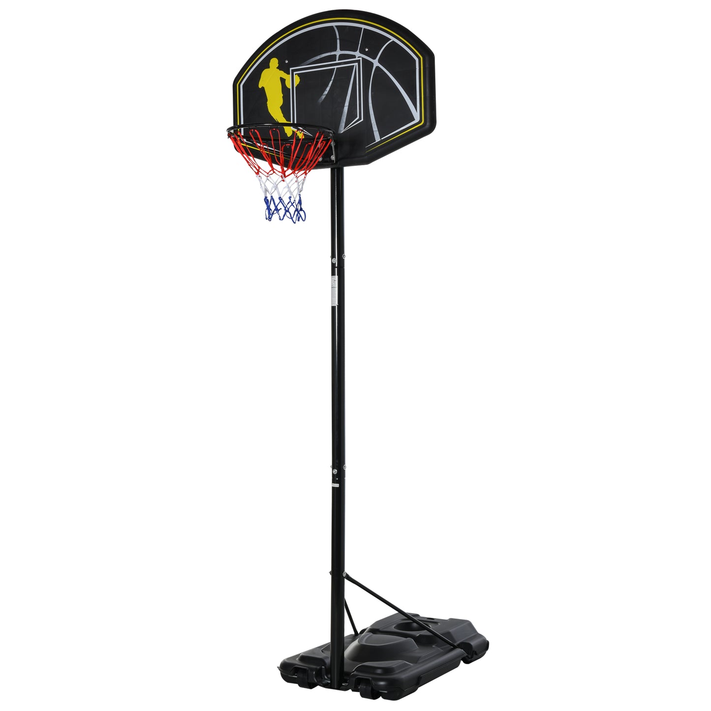 HOMCOM Portable Basketball Hoop Stand Fully Adjustable (1.9m-3.05m) PE Backboard Outdoor Adult Teen Senior Fun Sports Games with Wheels