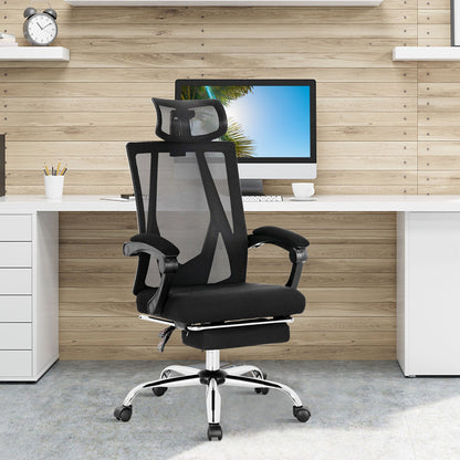 Ergonomic Recliner Mesh Office Chair with Retractable Footrest