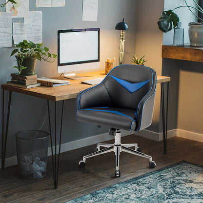 Upholstered Gaming Accent Chair with Adjustable Height-Blue