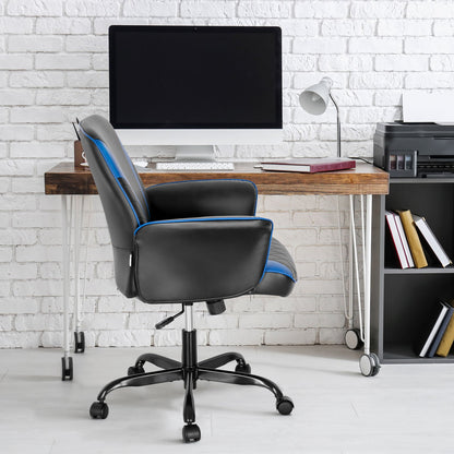 Ergonomic Office Computer Desk Chair with Adjustable Height-Blue