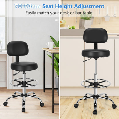 Ergonomic Drafting Chair with Backrest and Adjustable Footrest