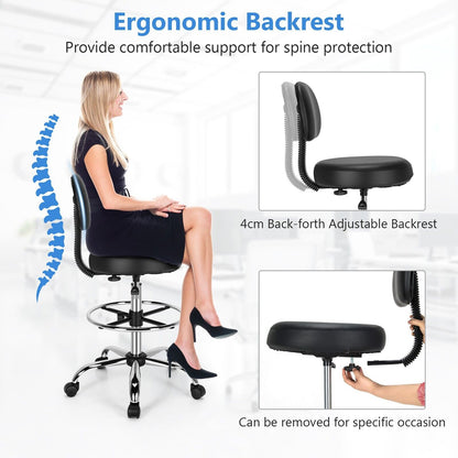 Ergonomic Drafting Chair with Backrest and Adjustable Footrest