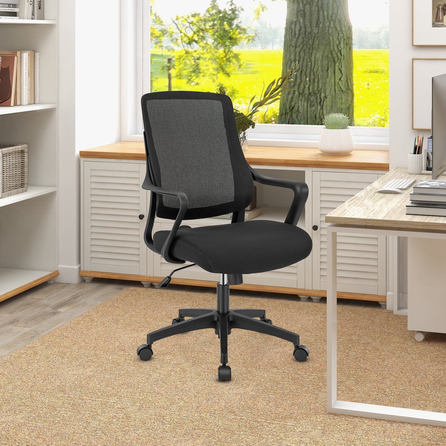 Ergonomic Office Chair with Wheels-Black