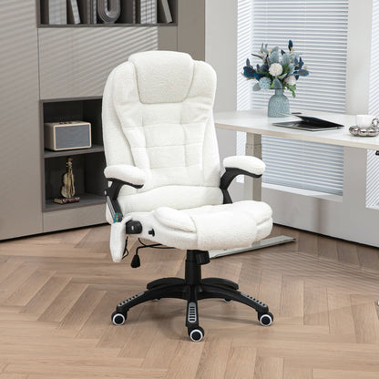 Vinsetto Boucle Six-Point Massage Office Chair - White