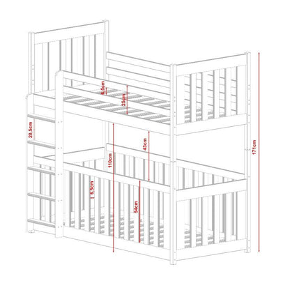 Wooden Bunk Bed Cris with Cot Bed