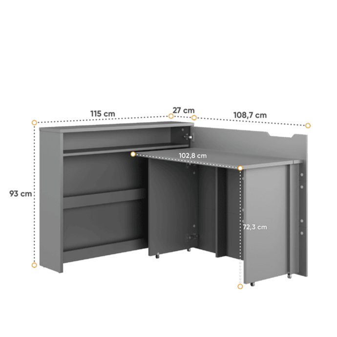 Work Concept Slim Convertible Hidden Desk 90cm